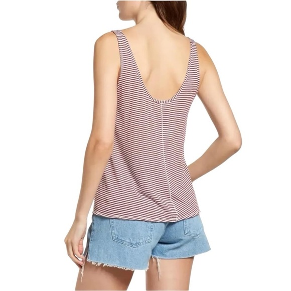 Rag & Bone Michal Linen Blend Tank Top in Burgundy Multi Striped - Picture 3 of 10